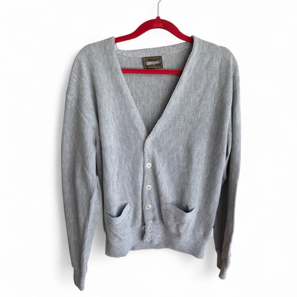 Vintage Campus Mens Large Cardigan Sweater Jumper Grandpa